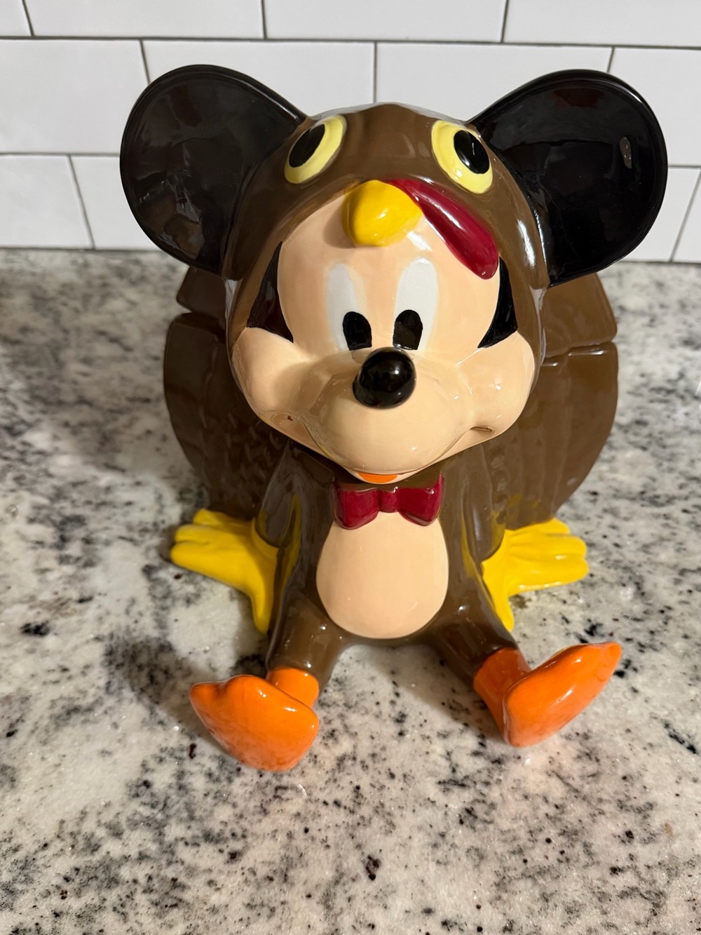 Disney Mickey Mouse Turkey Ceramic Cook Jar Thanksgiving Fall